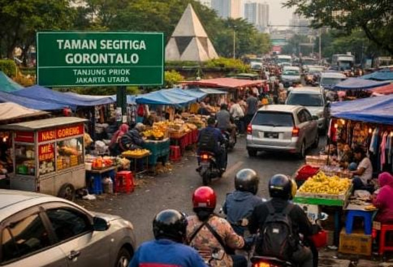 PKL Menjamur, Taman Segitiga Gorontalo Tanjung Priok Berubah Kumuh dan Picu Kemacetan