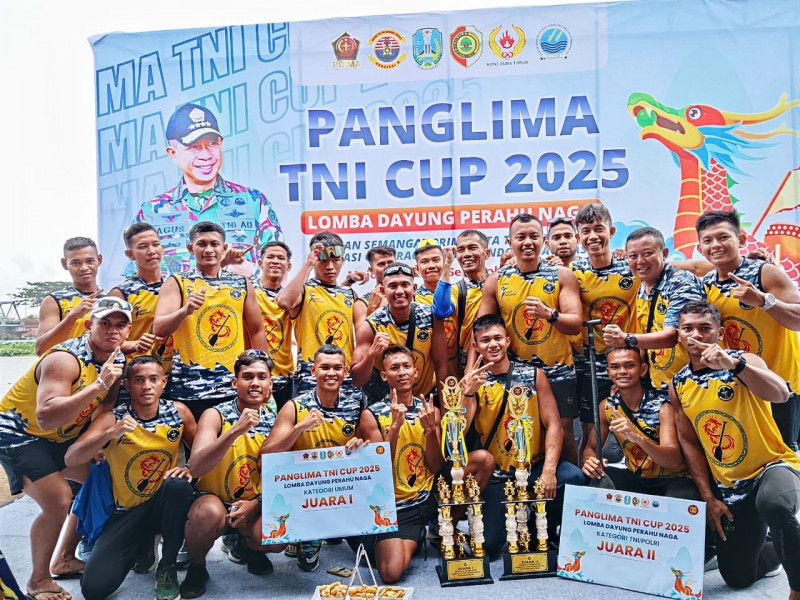 Tim Dayung Kolinlamil Raih Juara di Kejurnas Dayung Perahu Naga Panglima TNI Cup 2025
