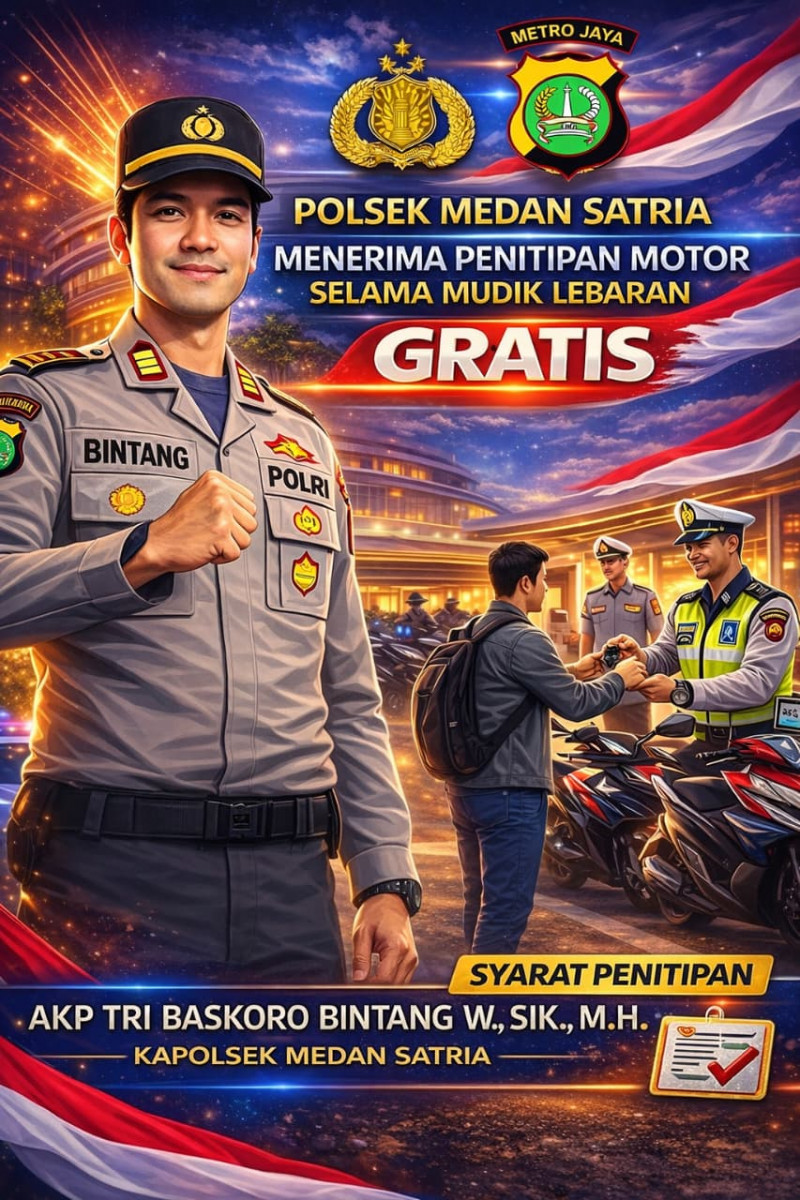 Polsek Medan Satria Sediakan Layanan Penitipan Motor Gratis Selama Mudik Lebaran