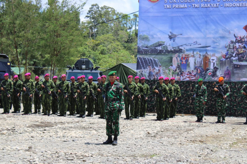 Kodim 1715/Yahukimo dan Satgas-Satgas TNI di Wilayah Yahukimo Gelar Upacara HUT Ke 80 TNI
