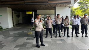 Polsek Koja Gelar Apel Pengamanan Aksi Mahasiswa di Gedung Pelindo Tower