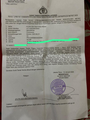 Karyawan Lawson Buat Laporan ke Polsek Pasar Rebo Terkait Motor Hilang Saat Bekerja
