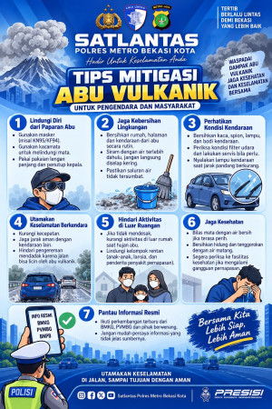 Antisipasi Abu Vulkanik Anak Krakatau, Polres Metro Bekasi Kota Bagikan Masker